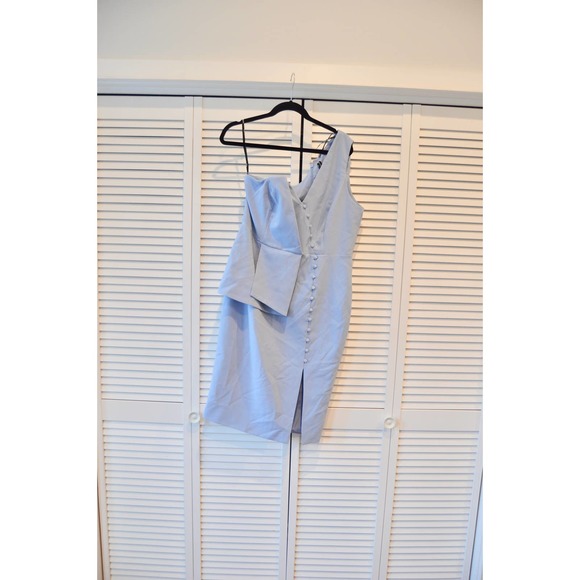 Lavish Alice Origami One-Shoulder Midi Dress Blue Midi Dress | Size 12 - Picture 2 of 9